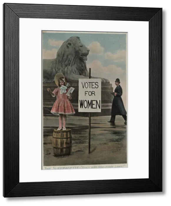 Framed Print : Suffragette Girl Protests Trafalgar Square