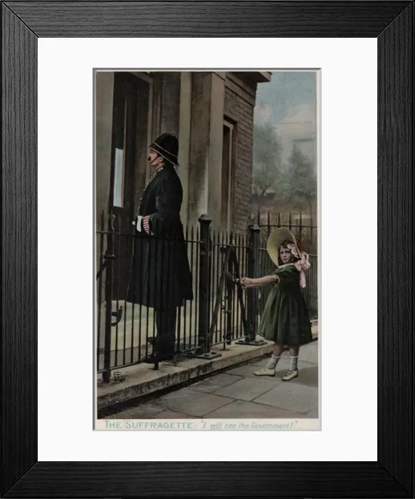 Framed Print : Suffragette Holding Railings Framed Print : Suffragette Holding Railings