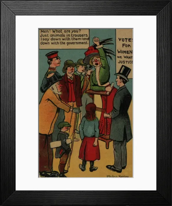 Framed Print : Suffragette Speaker Down with Trousers Framed Print : Suffragette Speaker Down with Trousers