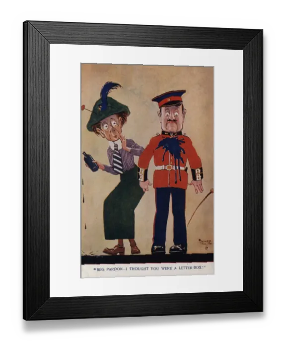 Framed Print : Suffragette Attacks Soldier, Not Letter Box Framed Print : Suffragette Attacks Soldier, Not Letter Box