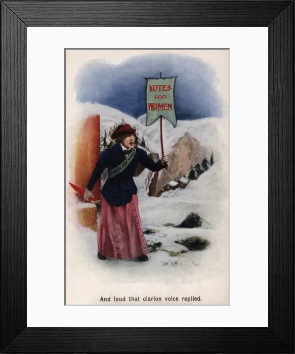 Framed Print : Suffragette in Snow Votes for Women Framed Print : Suffragette in Snow Votes for Women