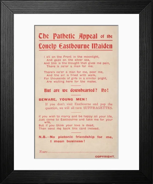 Framed Print : Suffragette Lonely Eastbourne Maiden Framed Print : Suffragette Lonely Eastbourne Maiden