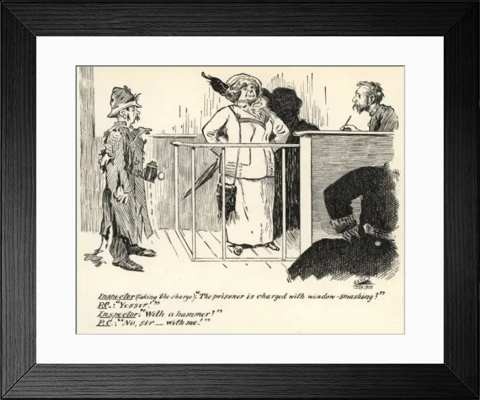 Framed Print : Suffragette in Dock Battered Policeman Framed Print : Suffragette in Dock Battered Policeman