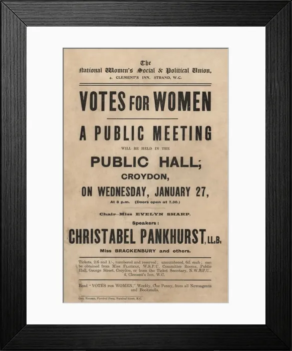 Framed Print : Suffragette Votes for Women Meeting Framed Print : Suffragette Votes for Women Meeting