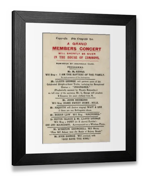 Framed Print : Suffragette Concert House of commons Framed Print : Suffragette Concert House of commons