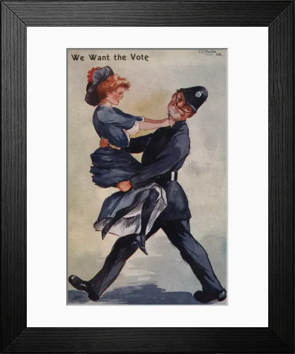 Framed Print : Suffragette Carried off by Policeman Framed Print : Suffragette Carried off by Policeman
