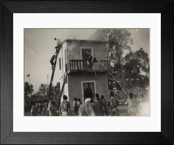 Framed Print : Boy scouts practising firefighting, Egypt Framed Print : Boy scouts practising firefighting, Egypt