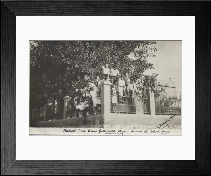 Framed Print : Boy scouts on a fence, Saidia, Egypt Framed Print : Boy scouts on a fence, Saidia, Egypt