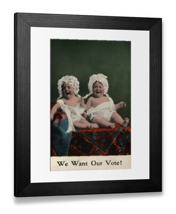 Framed Print : Suffragette Chubby Babies Want Vote Framed Print : Suffragette Chubby Babies Want Vote