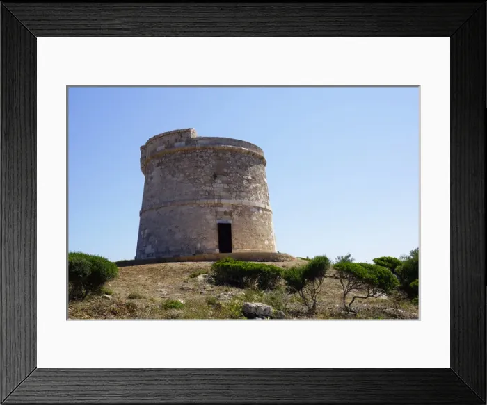 Framed Print : Menorca, Punta Prima, Sandy Bay: Old Watchtower Framed Print : Menorca, Punta Prima, Sandy Bay: Old Watchtower