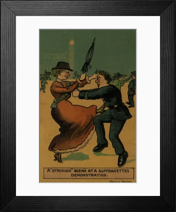 Framed Print : Suffragette Striking Scene at Demonstration Framed Print : Suffragette Striking Scene at Demonstration