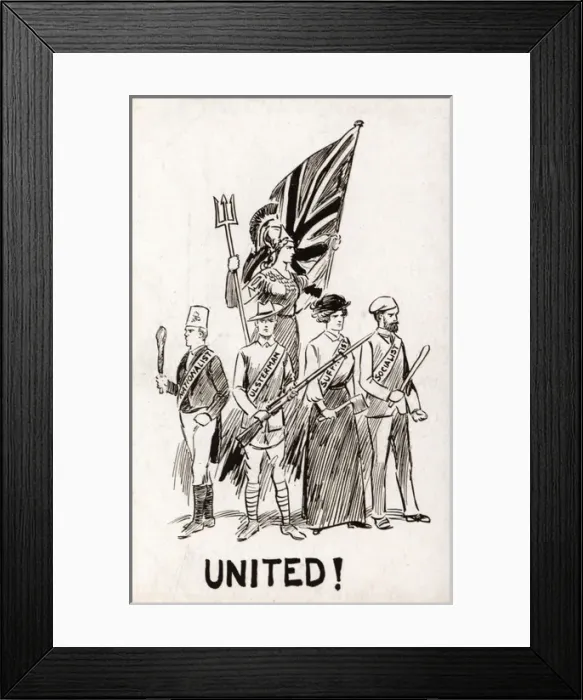 Framed Print : Suffragette United with Home Ruler and Socialise Framed Print : Suffragette United with Home Ruler and Socialise