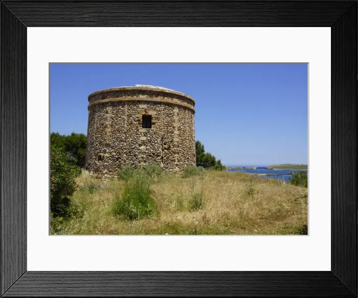 Framed Print : Menorca, Port d Addaia: Watchtower and defence tower Framed Print : Menorca, Port d Addaia: Watchtower and defence tower