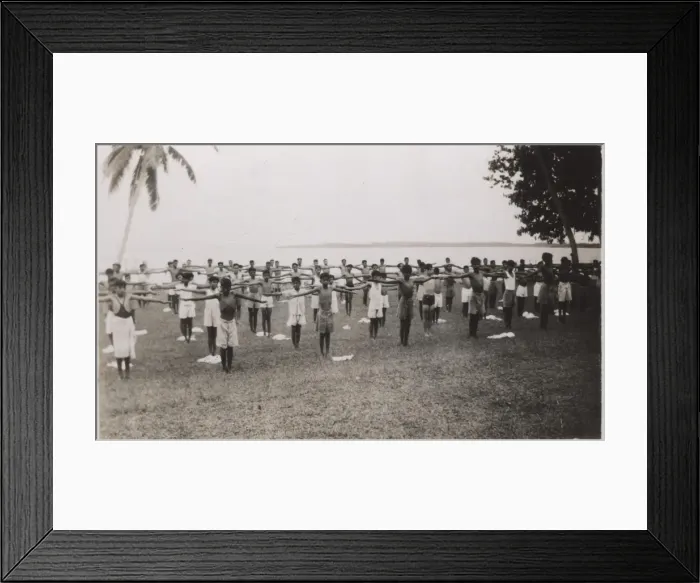 Framed Print : Scouts exercising at camp, Fiji, South Pacific Framed Print : Scouts exercising at camp, Fiji, South Pacific