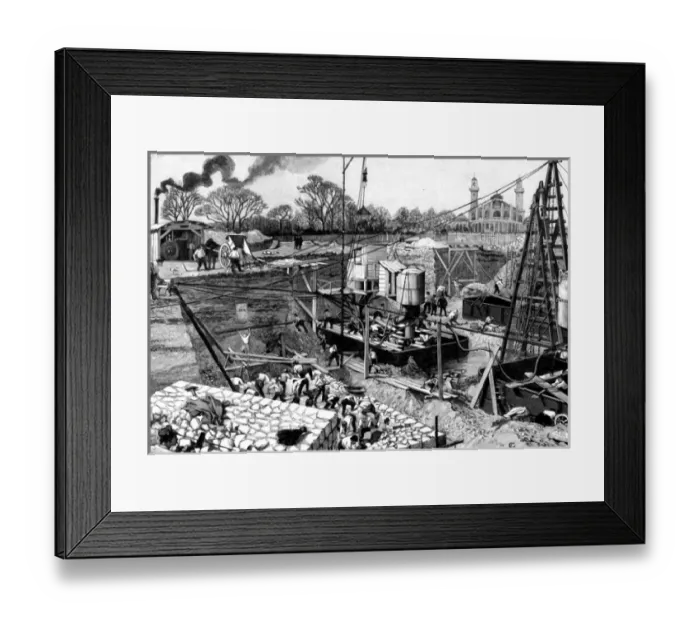 Framed Print : Paris, France - Tour Eiffel, laying the foundations Framed Print : Paris, France - Tour Eiffel, laying the foundations