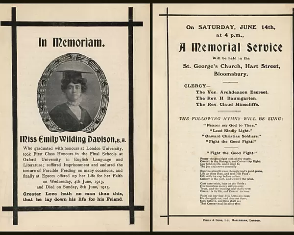 Suffragette Emily Wilding Davison In Memoriam