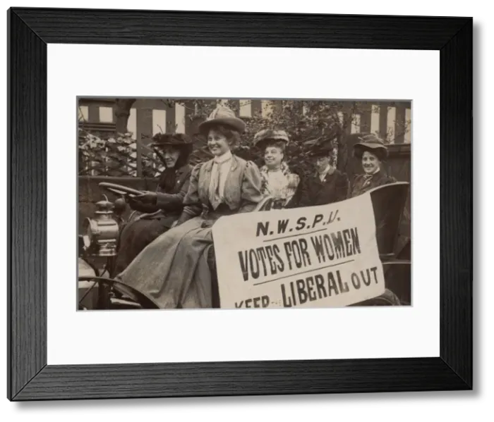 Framed Print : Suffragettes in Car Keep Liberal Out Framed Print : Suffragettes in Car Keep Liberal Out