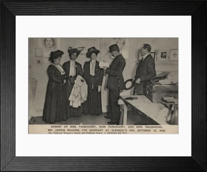 Framed Print : Suffragettes Arrested Clements Inn 1908 Framed Print : Suffragettes Arrested Clements Inn 1908