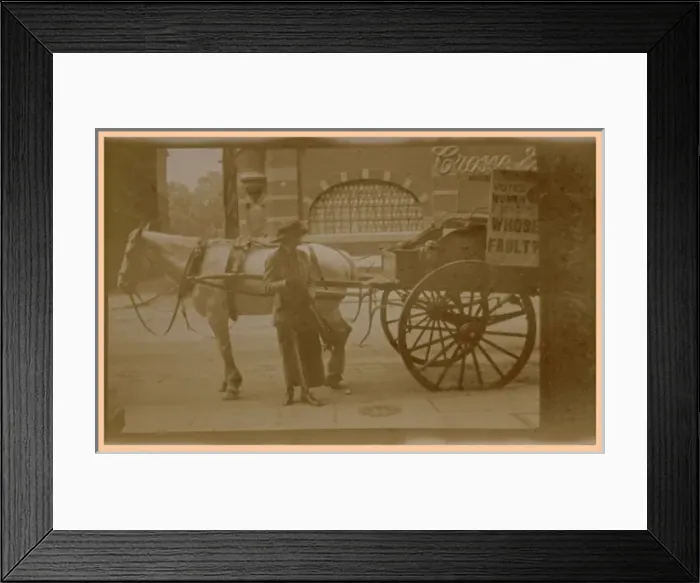 Framed Print : Suffragette Newspaper Seller and Cart Framed Print : Suffragette Newspaper Seller and Cart