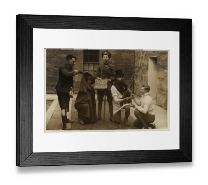 Framed Print : Suffragette Men in Fancy Dress Votes for Women Framed Print : Suffragette Men in Fancy Dress Votes for Women