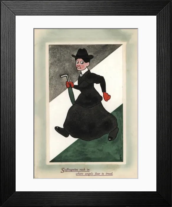 Framed Print : Suffragette Christmas Card Where Angels Fear To Tread Framed Print : Suffragette Christmas Card Where Angels Fear To Tread