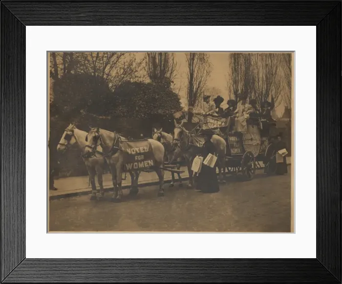 Framed Print : Suffragette Votes for Women Press Cart Framed Print : Suffragette Votes for Women Press Cart
