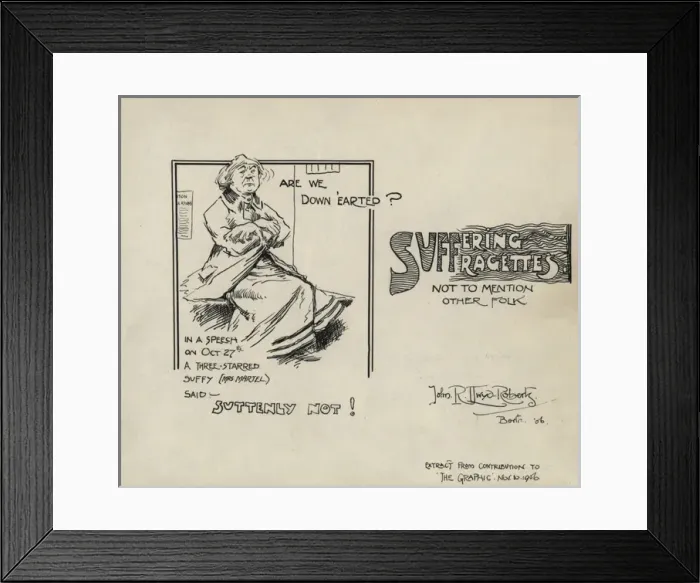 Framed Print : Suffragette Mrs. Martel in Prison Cartoon Framed Print : Suffragette Mrs. Martel in Prison Cartoon