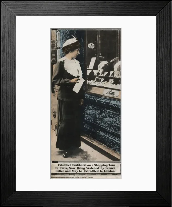 Framed Print : Suffragette Christabel Pankhurst Shopping in Paris Framed Print : Suffragette Christabel Pankhurst Shopping in Paris