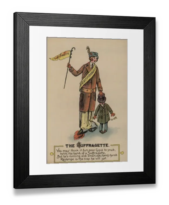 Framed Print : The Suffragette and Cupid Framed Print : The Suffragette and Cupid