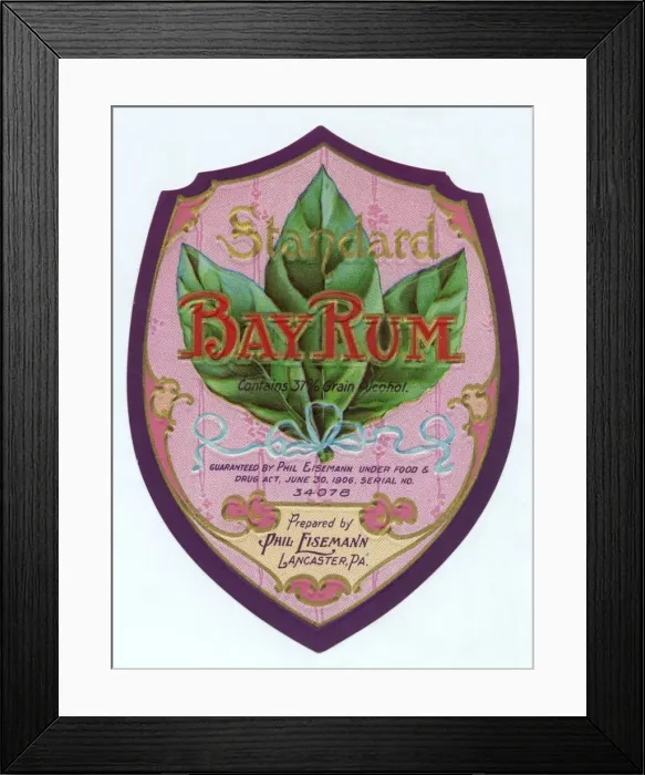 Framed Print : Label design, Standard Bay Rum Framed Print : Label design, Standard Bay Rum