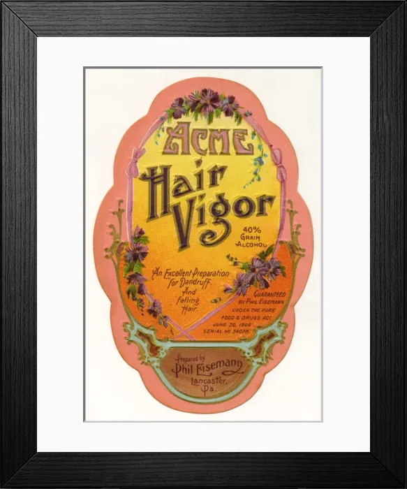 Framed Print : Label design, Acme Hair Vigor Framed Print : Label design, Acme Hair Vigor
