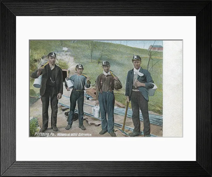 Framed Print : Miners at mine entrance, Pittsburgh, PA, USA Framed Print : Miners at mine entrance, Pittsburgh, PA, USA