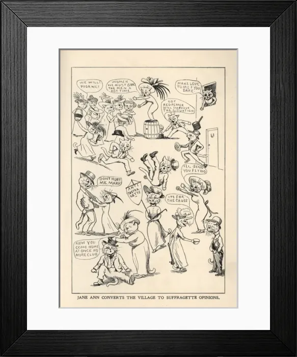 Framed Print : Suffragette Opinions Campaign Cats Framed Print : Suffragette Opinions Campaign Cats