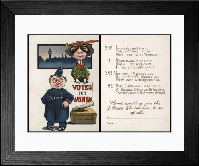 Framed Print : Suffragette Christmas Card Votes for Women Framed Print : Suffragette Christmas Card Votes for Women