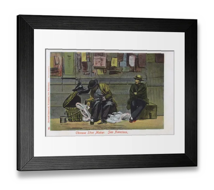 Framed Print : Chinese shoemaker, San Francisco, California, USA Framed Print : Chinese shoemaker, San Francisco, California, USA