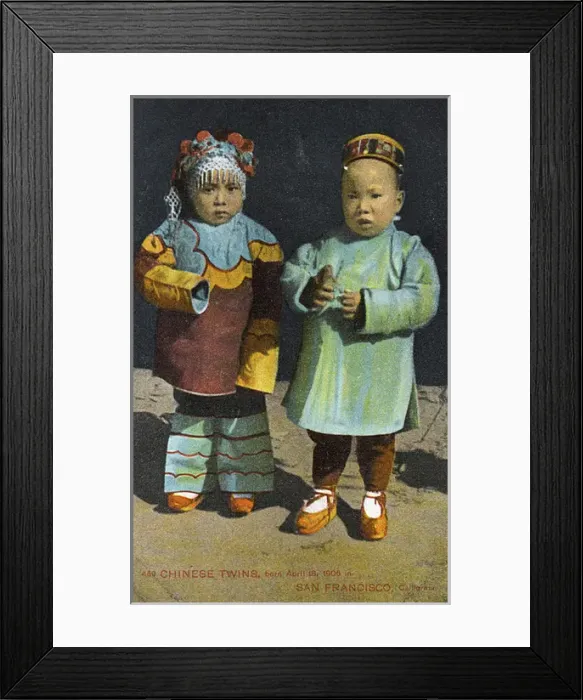 Framed Print : Chinese twins, San Francisco, California, USA Framed Print : Chinese twins, San Francisco, California, USA