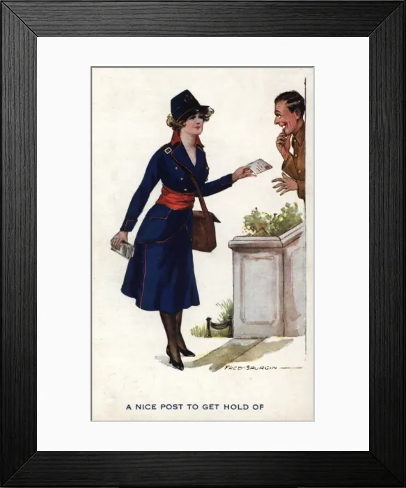 Framed Print : Post Woman Delivering WW1 Framed Print : Post Woman Delivering WW1