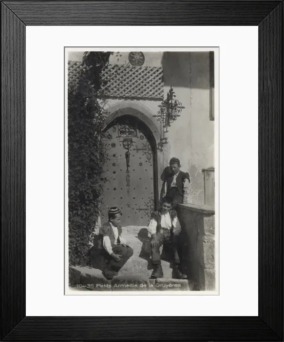 Framed Print : Boys in traditional costume, Gruyeres, Switzerland Framed Print : Boys in traditional costume, Gruyeres, Switzerland
