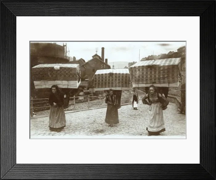 Framed Print : Women taking finished goods to market, Germany Framed Print : Women taking finished goods to market, Germany