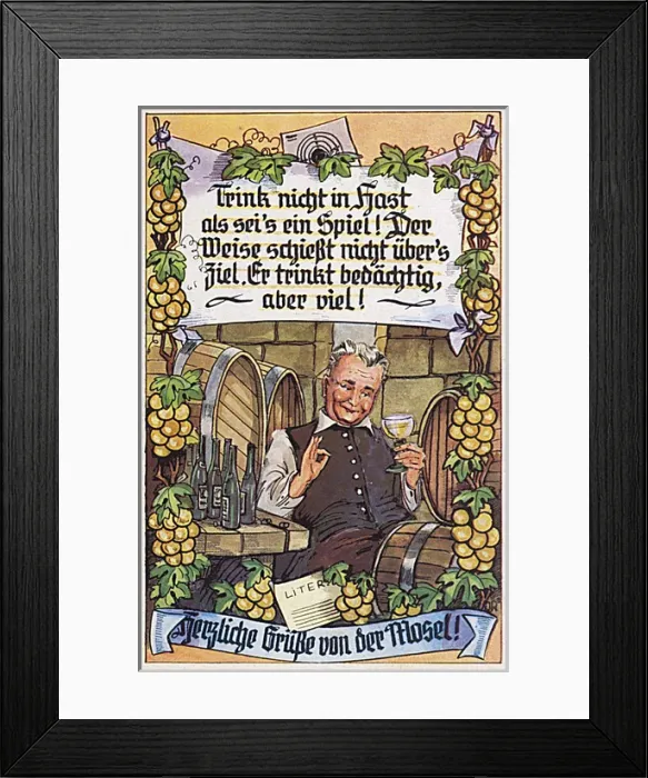 Framed Print : German postcard, greetings from the Mosel Framed Print : German postcard, greetings from the Mosel