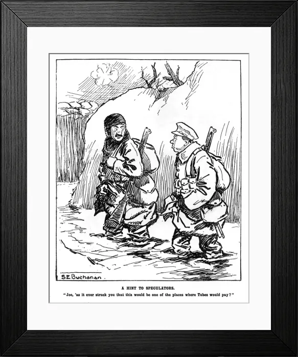 Framed Print : A Hint to Speculators, trench humour, WW1 Framed Print : A Hint to Speculators, trench humour, WW1