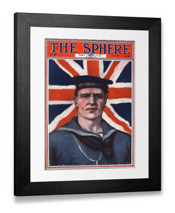 Framed Print : Sphere cover, WW1 patriotic sailor Framed Print : Sphere cover, WW1 patriotic sailor