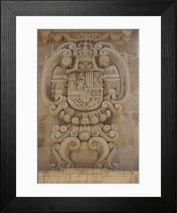 Framed Print : Menorca, Ciutadella: Coat of arms - Sant Crist Church Framed Print : Menorca, Ciutadella: Coat of arms - Sant Crist Church