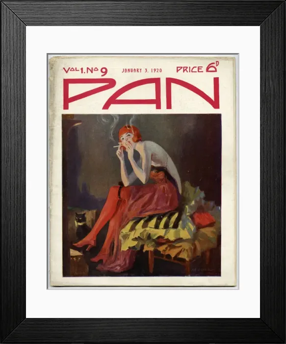 Framed Print : Woman in red backless dress smoking Framed Print : Woman in red backless dress smoking