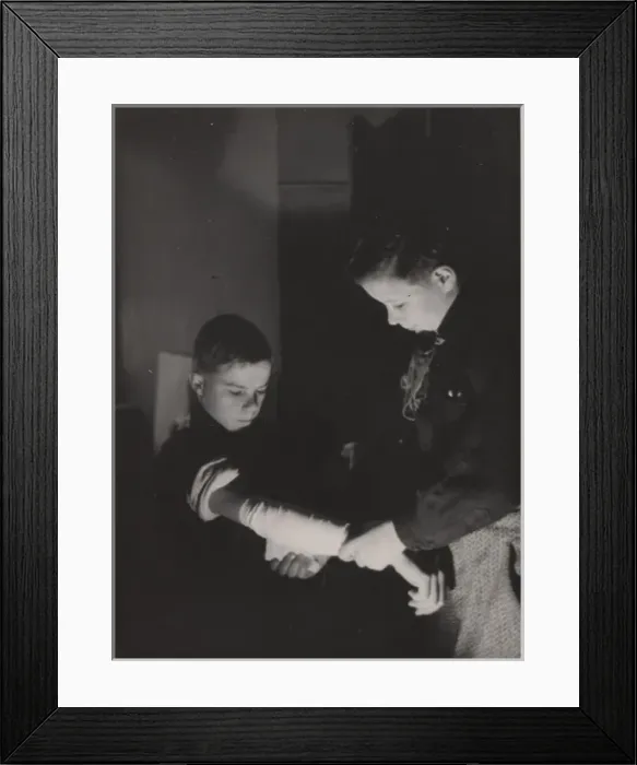 Framed Print : Finnish boy scouts doing first aid training, WW2 Framed Print : Finnish boy scouts doing first aid training, WW2