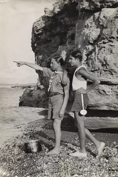 Two boy scouts on a beach, Cyprus