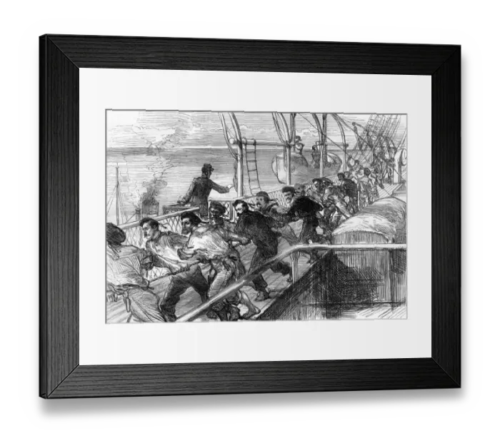 Framed Print : The hauling up of a lifeboat on HMS Serapis, 1875 Framed Print : The hauling up of a lifeboat on HMS Serapis, 1875