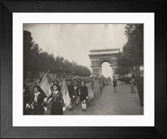 Framed Print : French Girl Guides on parade, St Georges Day, Paris Framed Print : French Girl Guides on parade, St Georges Day, Paris