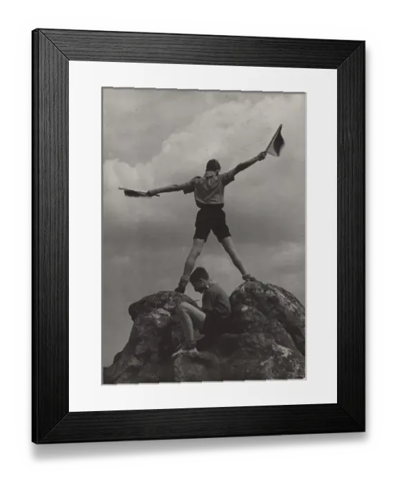 Framed Print : French boy scouts signalling with flags Framed Print : French boy scouts signalling with flags
