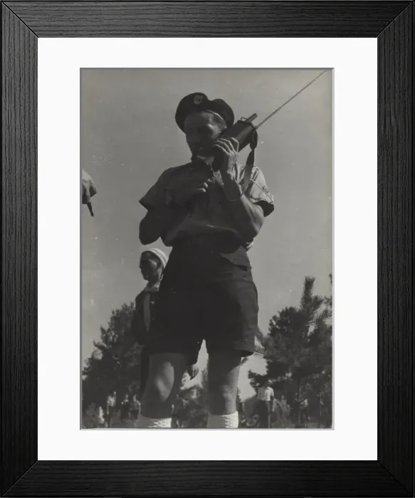 Framed Print : French scout using walkie talkie Framed Print : French scout using walkie talkie